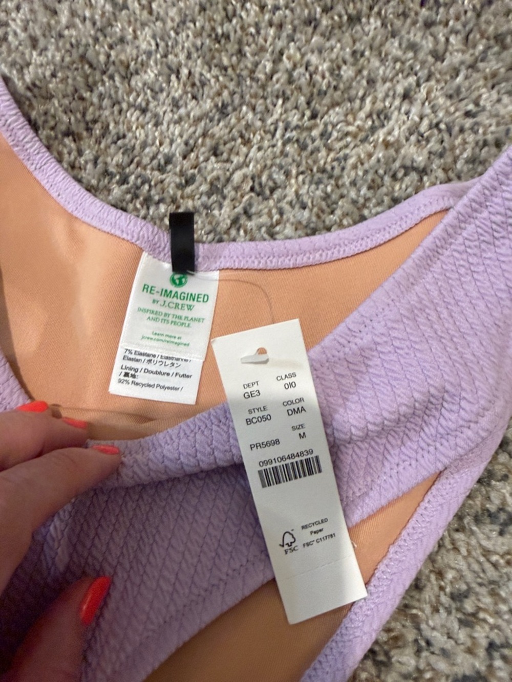 J. Crew Bikini Bottom Curved High Waist Purple Scrunchie NWT medium - Picture 2 of 3